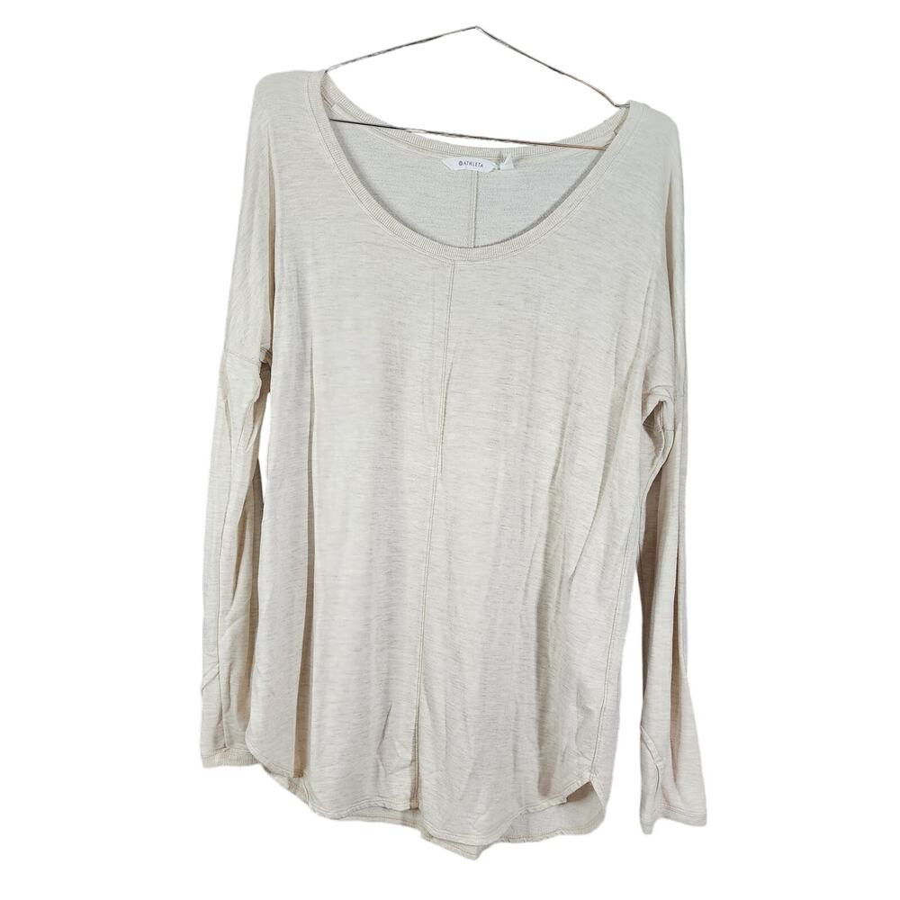 Athleta Studio Long Scoopneck Long Sleeve Top Cream Size M